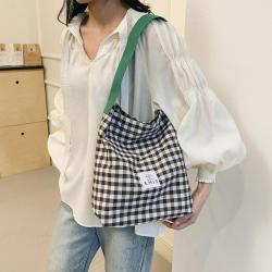 ZWY098 Wholesale Fashion Checkered Women Shoulder Bag Summer New Shopping Travel Camping Tote Bag Daily Lightweight Canvas Bag