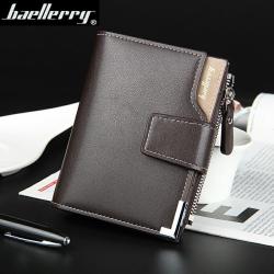 OEM015 Hot Sale Soft Leather Men Short Wallets Business Leisure 3 Folds Hasp Zipper Credit Card Holder Wallet Purse For Men