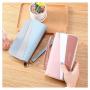 ZR199 Women's Wallet Long Handbag PU Double-layer Zipper Coins Wallet Purse Stylish Contrast Color Mobile Phone Bag Card Holder