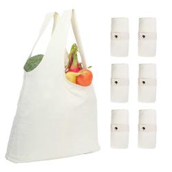 Reusable Grocery Totes Bags Cotton Canvas Foldable Shopping Bags with handle