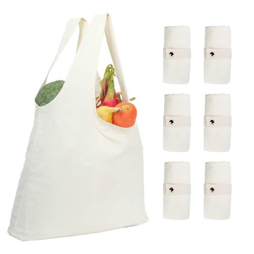 Reusable Grocery Totes Bags Cotton Canvas Foldable Shopping Bags with handle