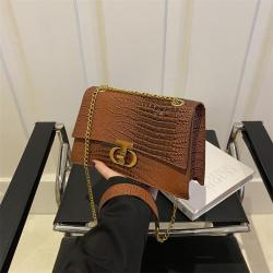 Chain women's shoulder bag 2024 new retro crocodile leather female cross-body bag fashion messenger bag for women