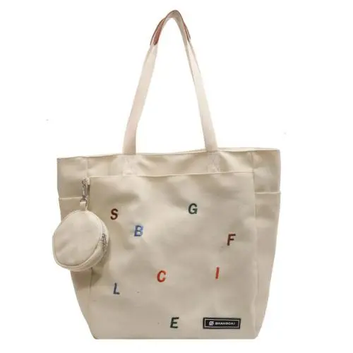 2024 new luxury women's bags minority design letter canvas bag large capacity women's shoulder bag