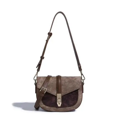 Autumn retro fashion texture crossbody shoulder saddle bags pu leather handbags for women luxury
