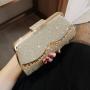 European and American Women's Handbag Bolsos New Fashion Ladies Bag Pu Pure Color Diamond-encrusted Party Bag