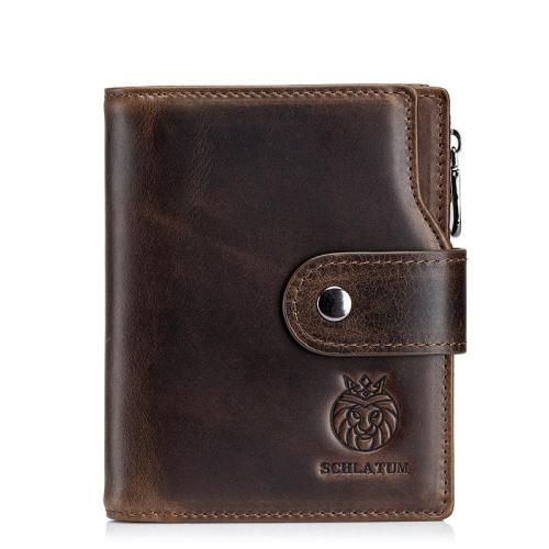 XL285 Men's Genuine Leather Short Wallet Soft Comfortable Purse Gift Packaging Box Card Holders Accept Customized Logo