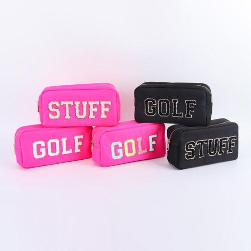 Portable 24 Colors 4 Sizes Custom Embroidery Makeup Bag Waterproof Nylon Cosmetic Bag Women Toiletry Zipper Stand Up Pouch