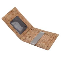Slim Wallet with Money Clip RFID Blocking Card Mini Bifold Men, Vegan Leather Cork Front Pocket Wallet