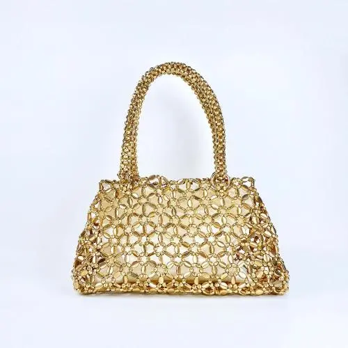 Fashionable and personalized beaded string woven hollow and versatile handbag carteras para mujer 	 sac a main