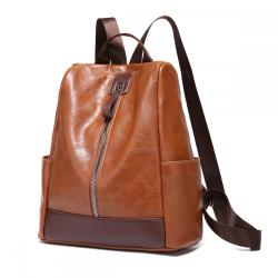 Wholesale Retro Oil Wax Soft Leather PU Large Capacity Women Leather Backpack