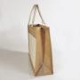 Jute Tote Bags with Canvas Front Pocket Reusable Natural Burlap Bags for Gifts Weddings Shopping