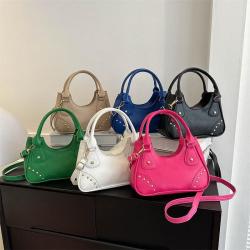 Women's bag red rivet handbag spring/summer 2024 new western-style and trendy texture single shoulder ladies bag
