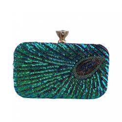Cross-border New Evening Bags Hard Shell Peacock Clutch Bag Wholesale Jewelry Cosmetic Bag
