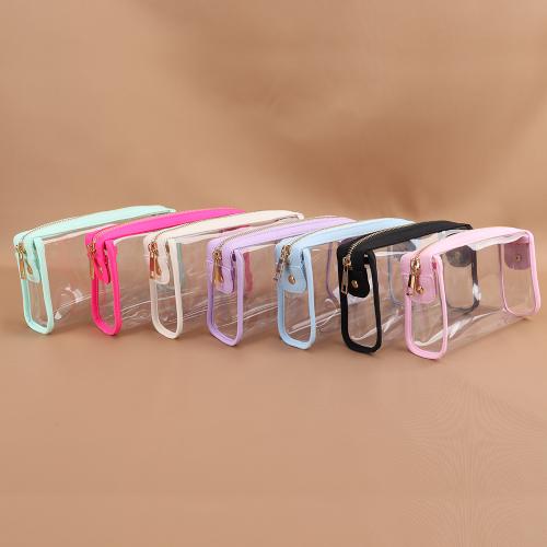 Keymay Rts Stock Loq Moq 9 Colors High Quality Customize Logo Pvc Makeup Pouch Clear Cosmetic Zipper Bag Plastic Makeup Bag