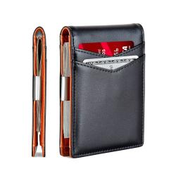 Custom leather money clip carbon fiber wallet rfid money clip slim men money clip wallet