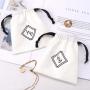 Custom Logo Printing White Cotton Twill Skincare Product Packing Bag High Quality Reusable Gift Jewelry Dust Cotton Pouch