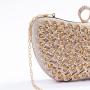 Custom wholesale women's purse night hand wrapped gold chain light floral rhinestone custom craft logo style pattern for ladies