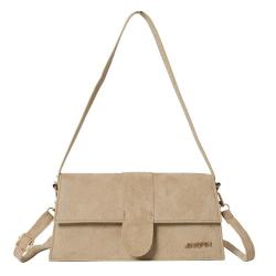 ZR624 Women's Bags Fashion Girl Chamois Solid Color Retro Small Square Bag Simple Zipper Shoulder Crossbody Bag Female Party