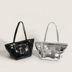 New arrival weave silver leather tote bags women handbags ladies sling shoulder crossbody bag ladies fashion hobos