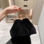 Vintage women's velvet clutch bag evening bags black dress party evening clip bag with metal handle handbag wholesale