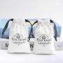 White Cosmetic Dust Drawstring Bag Wedding Favor Gift Jewelry Cotton Bags With Logo Custom Boushed Canvas Drawstring Bag