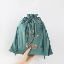 Custom Gold Logo Prined Drawstring Packaging Velvet Gift Pouch Soft Velvet Jewelry Dust Storage Bag