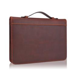 Wholesale Leather Portable Briefcase Business Office Portable A4 Folder Brown Large Capacity Document Bag