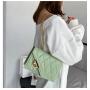 2024 Four Seasons Embroidery Line Diamond Bag Women's Fashionable Korean Edition Lock Casual Texture Chain Single Shoulder Bag P