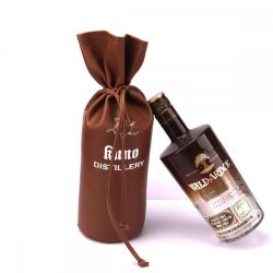 Custom Logo Round Bottom Pu Leather Wine Pouch Luxury Waterproof Leather Bottle Gift Wine Packaging Bag