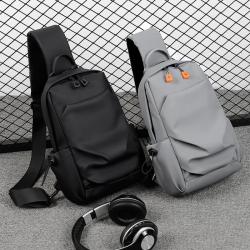 ZX076 Waterproof Chest Bags Daily Life Men's One Shoulder PU leather Crossbody Shoulder Bags Travel Hiking Messenger Bag