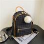 Plush Pendant Backpack Women Pure Color Custom Designer Handbag Pu Leather Fashion Lady Bag JY221006