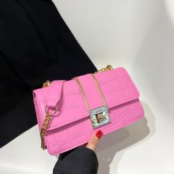 2024 New Small Square Bags Pu Leather Solid Zipper Fashion Single Shoulder Messenger Bag With Chain Ladies Handbag