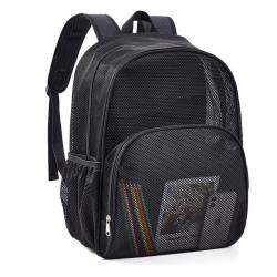 Gelory Wholesale Heavy Duty Semi-Transparent Mesh Sports Backpack See Through College Student Backpack
