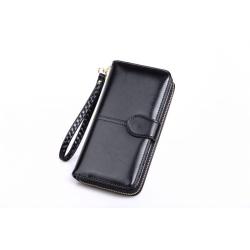Factory Price Big Capacity Real Leather Women Zipper Long Clutch Wallet