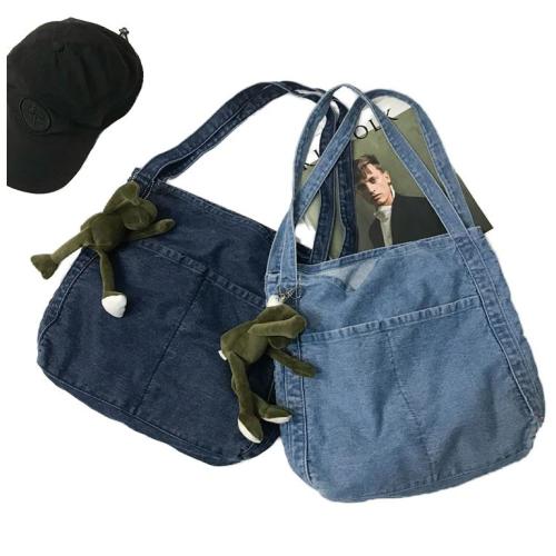 Large-Capacity Denim Cowboy Bag Fashionable Waterproof Shopping Bag for Both Male and Female Art Students Makeup Schoolbag