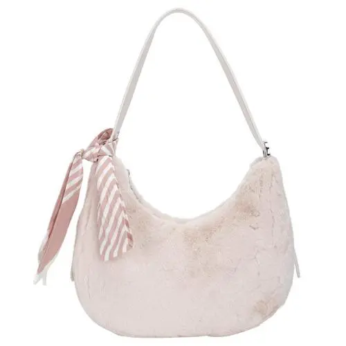 Luxury Customization Logo Designer Hobos Famous Brands For Women European and American Style Fashion Polyester Warmer Fur Hobos