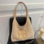 Large capacity tote bag female 2024 new tide retro handbag straw bag fashion shoulder collision colour splicing woven bag