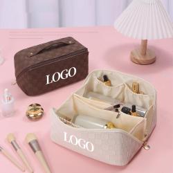 custom fashion designer large capacity luxury vintage plaid checkered pu leather pouch travel storage makeup cosmetic bags