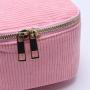 Corduroy Open Top Mirror Pouch Double Zipper Cosmetic Bag Customized Makeup Pouch Winter Travel Organizer Make Up Bag