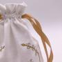 LOW MOQ Fast Delivery Gold Printing Ribbon White Linen Drawstring Cotton Bag
