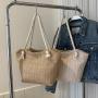 2024 New summer style women's straw bag thick string large capacity tote bag simple seaside beach handbag for women