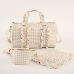 New Products For Spring Season Ruffle Bags Storage Women's Plaid gym bags Gingham Duffle Bags For Women
