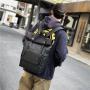Fashion trend Roll Top Anti Theft Laptop Backpack men's backpack large capacity PU leather college student schoolbag travel bag