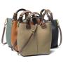 2024 Custom Luxury Contrast Genuine Leather Bucket Bag Handbag For Women Ladies