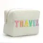 Stock XL Size Personalized Embroidery Letter Patch Customized Women Cosmetic Toiletry Gift Nylon Travel Cosmetic Bag