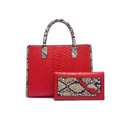 2024 Custom Snake Vegan Leather Luxury Purse Handbag For Women Ladies Bag Set