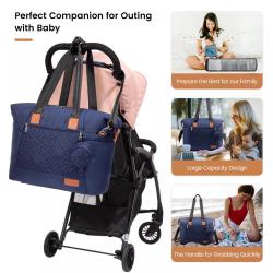 New arrival wholesale quilted tote shoulder bags large capacity travel diaper tote bags for mom and dad custom mommy nappy bags