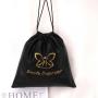 Custom Logo Printed Black Color Satin Drawstring Hair Packaging Extension Bag Soft Satin Silk Dust Underwear Pouch