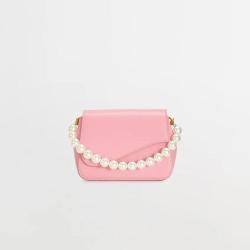 2024 Smaller Cute Pink Pearl Handbags Sample Offered Two Shoulder Strap and Pearl Chains Shoulder Bag Women Pu Women Bags