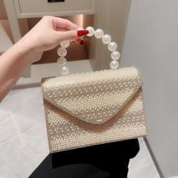Good quality pearls clutch bag women square purses dress clutch bag champagne pearl luxury dinner clutch bag evening handbags
